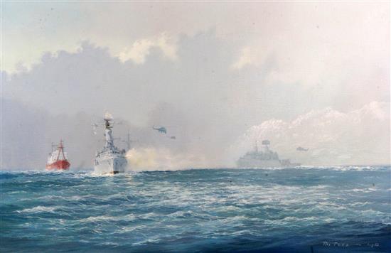 Rex Phillips (1931-2015) Falklands Warships 20 x 30in.